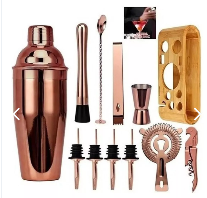 Juego De Coctelera Cobre Bar 12 Pcs