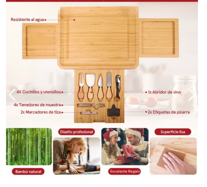Tabla De Quesos Picoteo Fruta Bambú